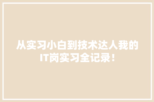 从实习小白到技术达人我的IT岗实习全记录！ 搜狗SEO