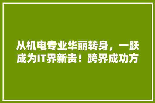 从机电专业华丽转身，一跃成为IT界新贵！跨界成功方法！ 神马SEO