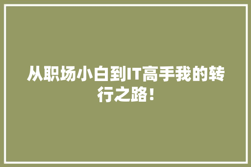 从职场小白到IT高手我的转行之路！