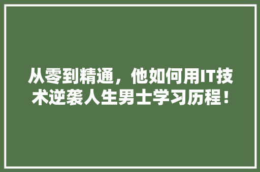 从零到精通，他如何用IT技术逆袭人生男士学习历程！ 神马SEO