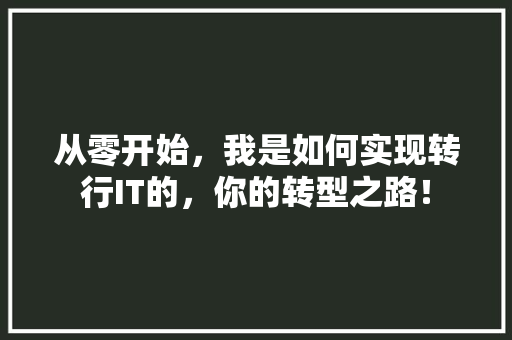 从零开始，我是如何实现转行IT的，你的转型之路！