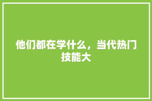 他们都在学什么，当代热门技能大