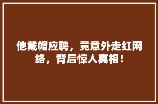 他戴帽应聘，竟意外走红网络，背后惊人真相！ 神马SEO