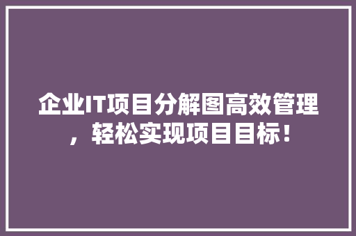 企业IT项目分解图高效管理，轻松实现项目目标！ GoogleSEO