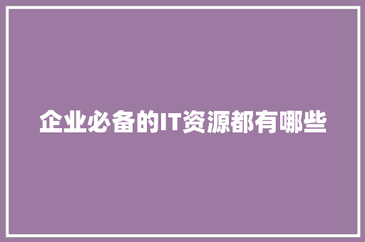 企业必备的IT资源都有哪些