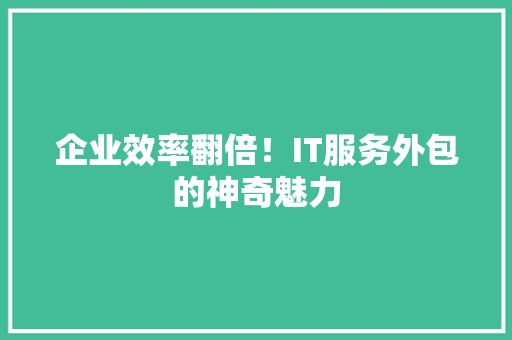 企业效率翻倍！IT服务外包的神奇魅力