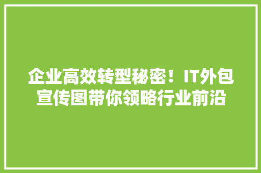 企业高效转型秘密！IT外包宣传图带你领略行业前沿 必应SEO