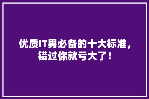 优质IT男必备的十大标准，错过你就亏大了！