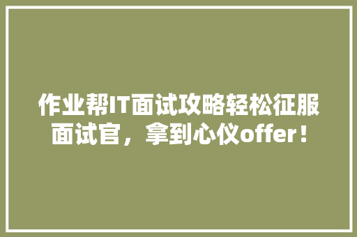作业帮IT面试攻略轻松征服面试官，拿到心仪offer！