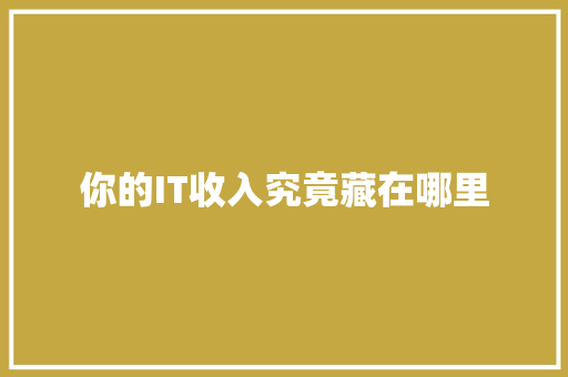 你的IT收入究竟藏在哪里