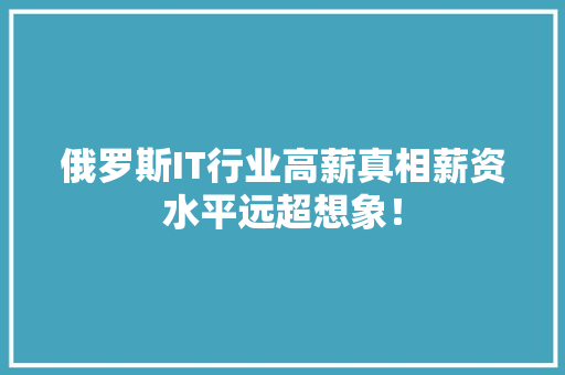 俄罗斯IT行业高薪真相薪资水平远超想象！