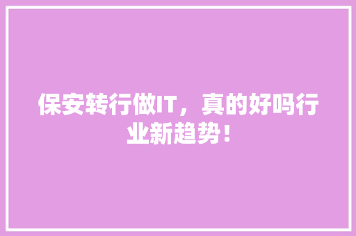 保安转行做IT，真的好吗行业新趋势！ 必应SEO