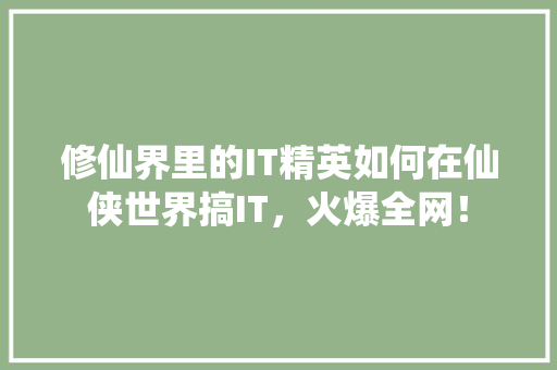 修仙界里的IT精英如何在仙侠世界搞IT，火爆全网！ 必应SEO
