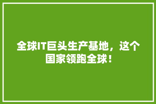 全球IT巨头生产基地，这个国家领跑全球！