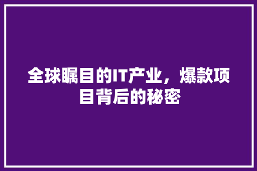 全球瞩目的IT产业，爆款项目背后的秘密