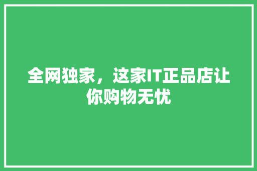 全网独家，这家IT正品店让你购物无忧
