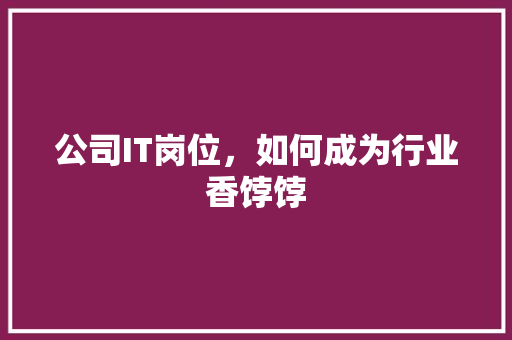 公司IT岗位，如何成为行业香饽饽 神马SEO