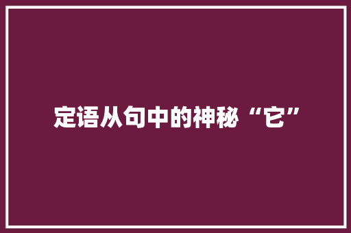 定语从句中的神秘“它”