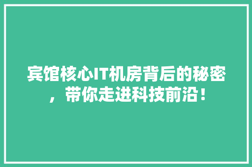 宾馆核心IT机房背后的秘密，带你走进科技前沿！