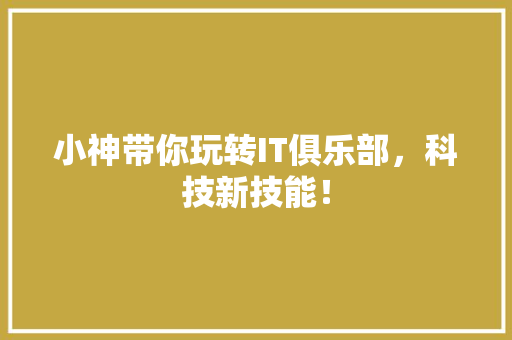小神带你玩转IT俱乐部，科技新技能！