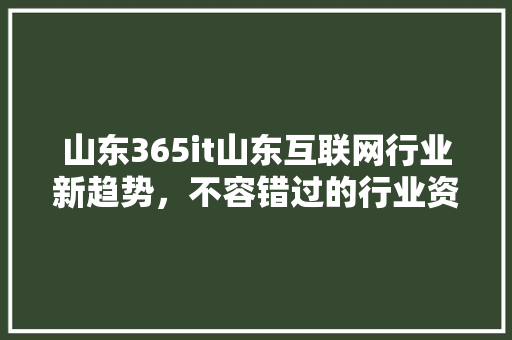 山东365it山东互联网行业新趋势，不容错过的行业资讯！