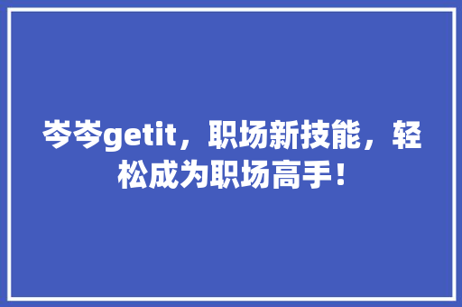 岑岑getit，职场新技能，轻松成为职场高手！ 必应SEO