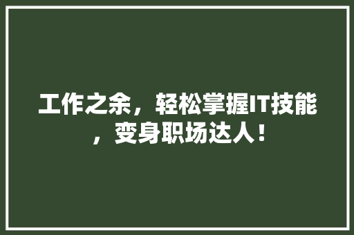 工作之余，轻松掌握IT技能，变身职场达人！ 神马SEO