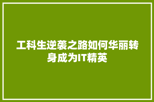 工科生逆袭之路如何华丽转身成为IT精英