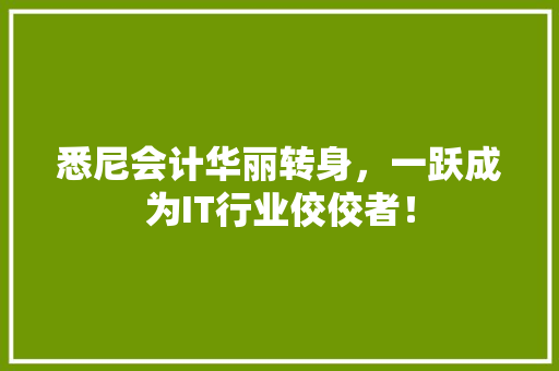 悉尼会计华丽转身，一跃成为IT行业佼佼者！