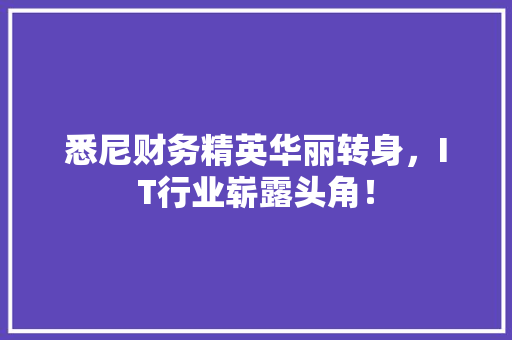 悉尼财务精英华丽转身，IT行业崭露头角！