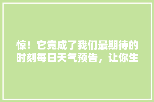 惊！它竟成了我们最期待的时刻每日天气预告，让你生活无忧！