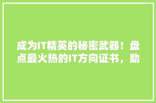 成为IT精英的秘密武器！盘点最火热的IT方向证书，助你一臂之力！