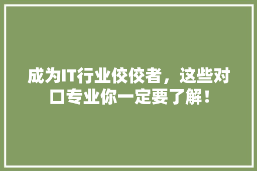 成为IT行业佼佼者，这些对口专业你一定要了解！