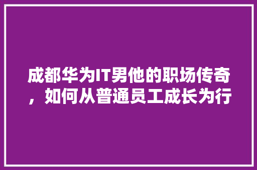 成都华为IT男他的职场传奇，如何从普通员工成长为行业精英！