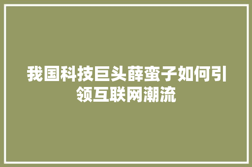 我国科技巨头薛蛮子如何引领互联网潮流
