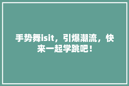 手势舞isit，引爆潮流，快来一起学跳吧！