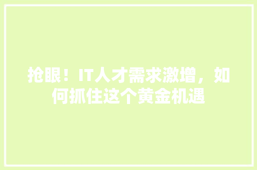 抢眼！IT人才需求激增，如何抓住这个黄金机遇