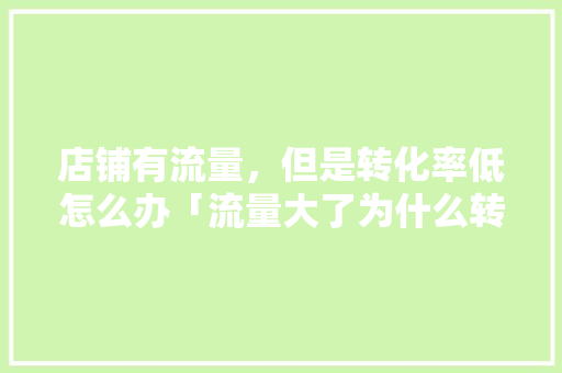 店铺有流量，但是转化率低怎么办「流量大了为什么转化低了呢」