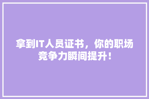 拿到IT人员证书，你的职场竞争力瞬间提升！