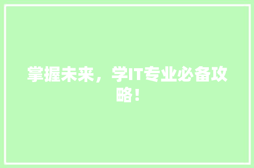 掌握未来，学IT专业必备攻略！