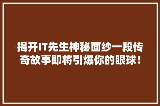 揭开IT先生神秘面纱一段传奇故事即将引爆你的眼球！