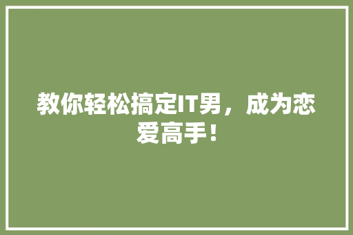 教你轻松搞定IT男，成为恋爱高手！