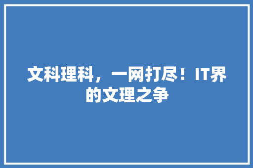 文科理科，一网打尽！IT界的文理之争