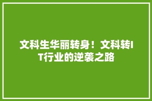 文科生华丽转身！文科转IT行业的逆袭之路