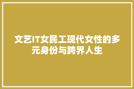 文艺IT女民工现代女性的多元身份与跨界人生