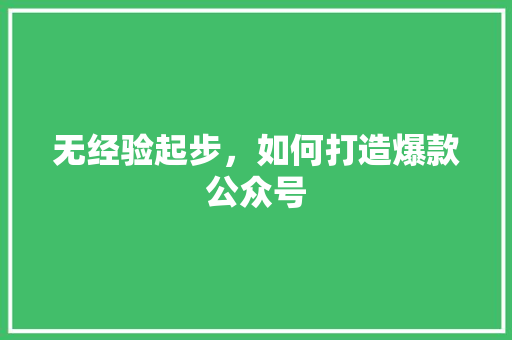 无经验起步，如何打造爆款公众号