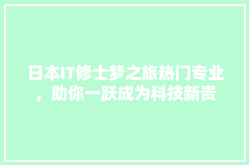 日本IT修士梦之旅热门专业，助你一跃成为科技新贵 神马SEO