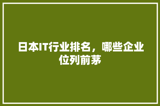 日本IT行业排名，哪些企业位列前茅