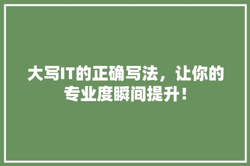 大写IT的正确写法，让你的专业度瞬间提升！