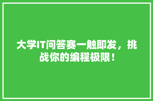 大学IT问答赛一触即发，挑战你的编程极限！